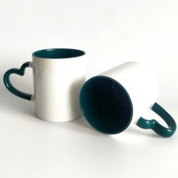 Sublimation Inner Heart Handle Color Mug Dark Green