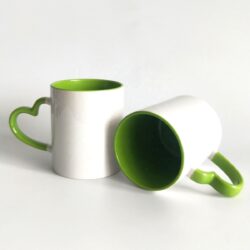 Sublimation Inner Heart Handle Color Mug Light Green