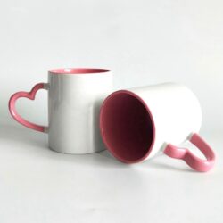 Sublimation Inner Heart Handle Color Mug Pink