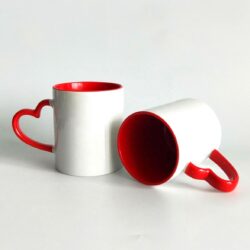 Sublimation Inner Heart Handle Color Mug Red