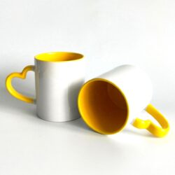 Sublimation Inner Heart Handle Color Mug Yellow