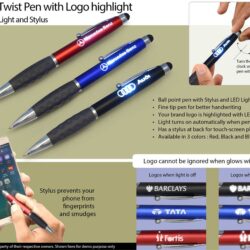 Magic Twist Pen with Logo Highlight and Stylus